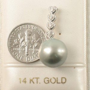 Baroque Silver-Smoke Pearl & Diamond 14k Heart-Bale Pendant
