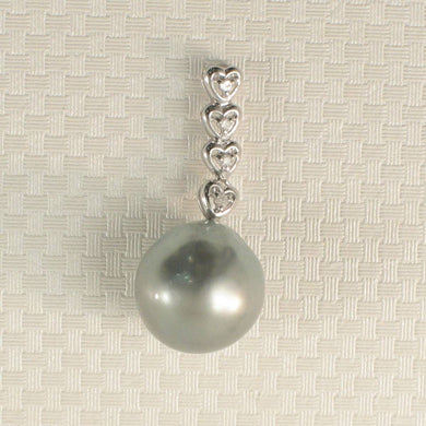 Baroque Silver-Smoke Pearl & Diamond 14k Heart-Bale Pendant