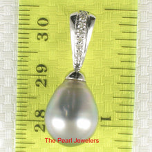 Load image into Gallery viewer, Silver-Tone Tahitian Pearl Pendant in White Gold &amp; Diamonds