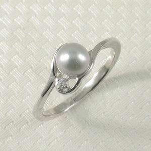 Solid Sterling Silver .925 Silver-Tone Cultured Pearl & Cubic Zirconia Accent Ring