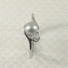 Load image into Gallery viewer, Solid Sterling Silver .925 Silver-Tone Cultured Pearl &amp; Cubic Zirconia Accent Ring