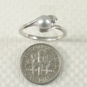 Solid Sterling Silver .925 Silver-Tone Cultured Pearl & Cubic Zirconia Accent Ring
