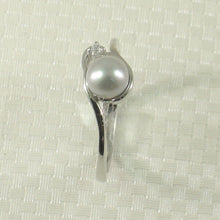 Load image into Gallery viewer, Solid Sterling Silver .925 Silver-Tone Cultured Pearl &amp; Cubic Zirconia Accent Ring