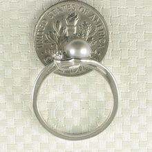 Load image into Gallery viewer, Solid Sterling Silver .925 Silver-Tone Cultured Pearl &amp; Cubic Zirconia Accent Ring