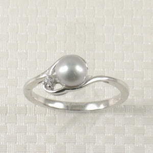 Solid Sterling Silver .925 Silver-Tone Cultured Pearl & Cubic Zirconia Accent Ring