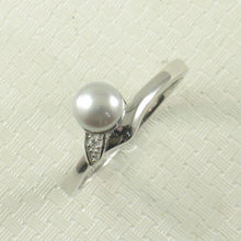 Load image into Gallery viewer, Solid Sterling Silver .925 Silver-Tone Freshwater Pearl &amp; Cubic Zirconia Accent Ring