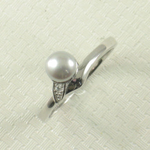 Solid Sterling Silver .925 Silver-Tone Freshwater Pearl & Cubic Zirconia Accent Ring