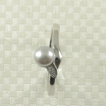 Load image into Gallery viewer, Solid Sterling Silver .925 Silver-Tone Freshwater Pearl &amp; Cubic Zirconia Accent Ring
