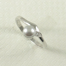 Load image into Gallery viewer, Solid Sterling Silver .925 Silver-Tone Freshwater Pearl &amp; Cubic Zirconia Accent Ring