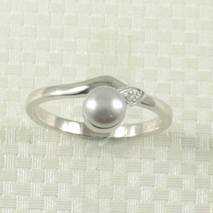 Solid Sterling Silver .925 Silver-Tone Freshwater Pearl & Cubic Zirconia Accent Ring