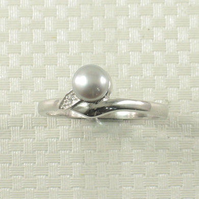 Solid Sterling Silver .925 Silver-Tone Freshwater Pearl & Cubic Zirconia Accent Ring