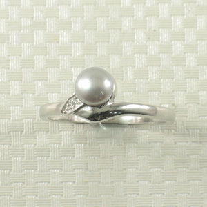 Solid Sterling Silver .925 Silver-Tone Freshwater Pearl & Cubic Zirconia Accent Ring
