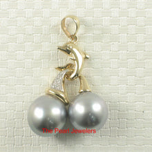 Load image into Gallery viewer, Silver-Toned Tahitian Dolphin Pearl Pendant 14k