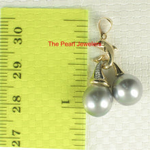 Load image into Gallery viewer, Silver-Toned Tahitian Dolphin Pearl Pendant 14k