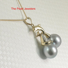 Load image into Gallery viewer, Silver-Toned Tahitian Dolphin Pearl Pendant 14k