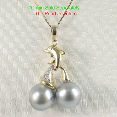 Silver-Toned Tahitian Dolphin Pearl Pendant 14k