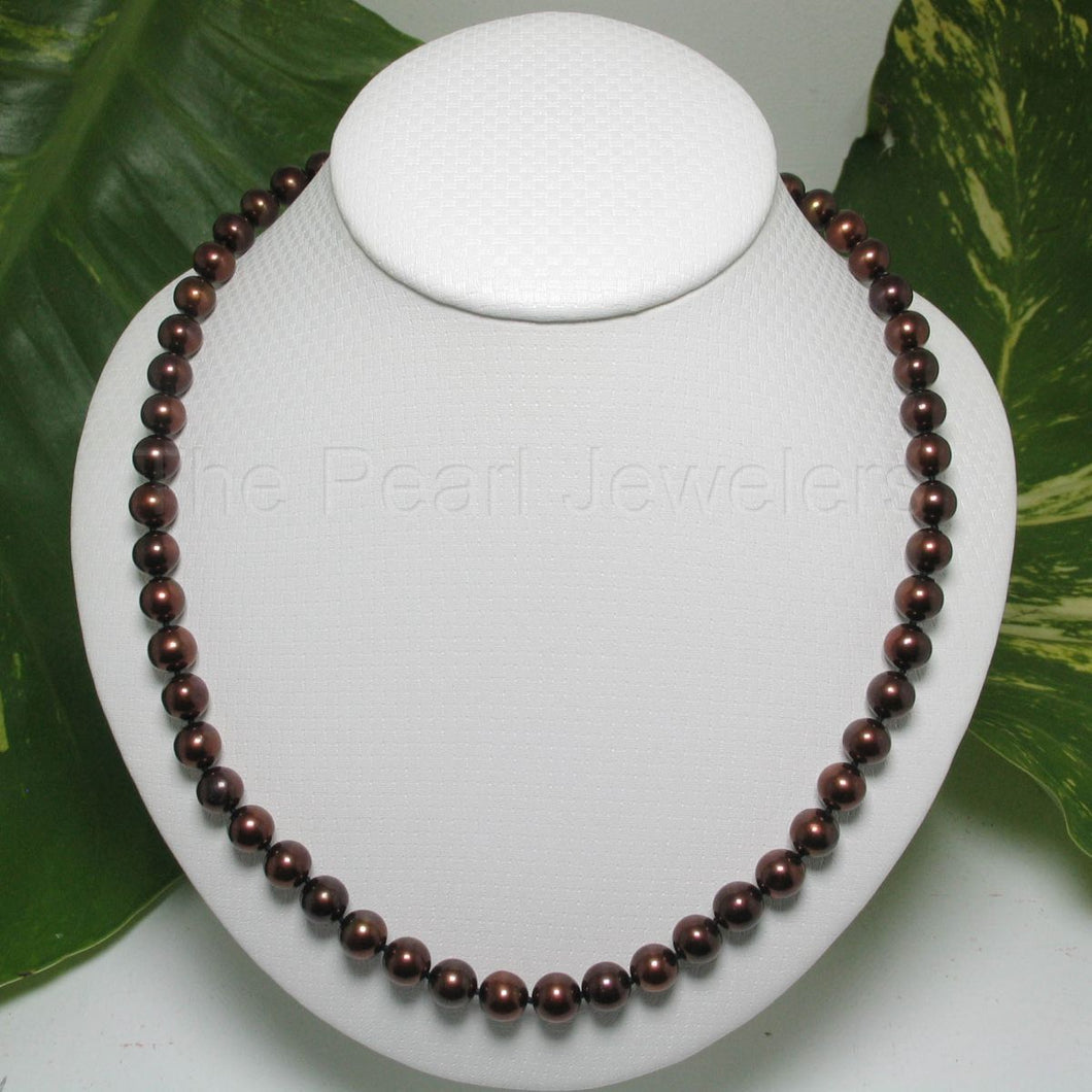 Chocolate Freshwater Cultured Pearl Hand-Knotted Necklace with Gold-Filled Clasp