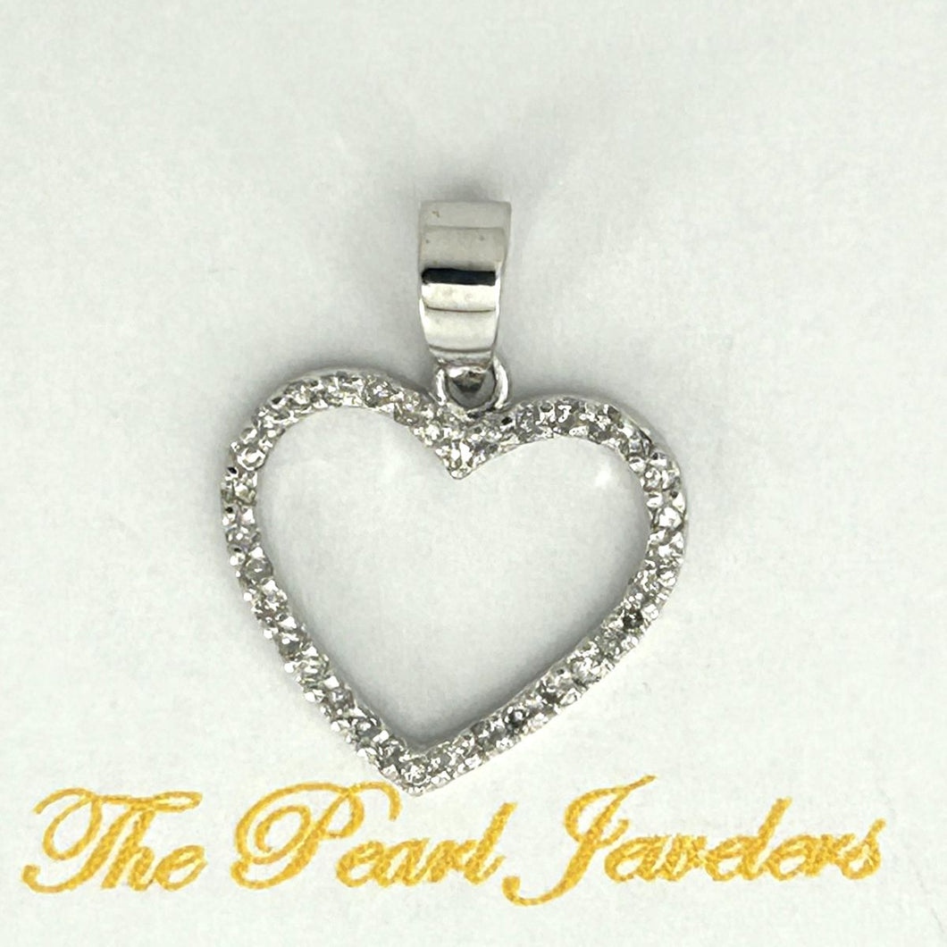Simple & Beautiful Love Heart 14k White Gold Diamond Pendant