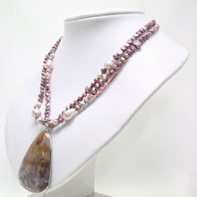 Load image into Gallery viewer, Simple Purple Baroque Pearl &amp; Agate Pendant Necklace – 2-in-1 Style