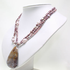 Simple Purple Baroque Pearl & Agate Pendant Necklace – 2-in-1 Style