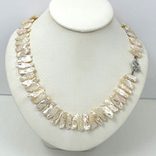 Load image into Gallery viewer, Romantic Peach Biwa Pearl Necklace with Silver Toggle Clasp