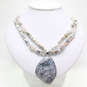 Small Baroque Pearl & Agate Double-Strand Necklace with 925 Silver Clasp
