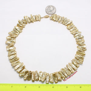 Golden Biwa Pearl Necklace with Alloy Fish Tail Clasp
