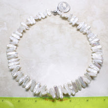 Load image into Gallery viewer, White Biwa Pearl Necklace with Magnetic Clasp