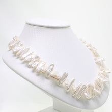 Load image into Gallery viewer, White Biwa Pearl Necklace with Magnetic Clasp