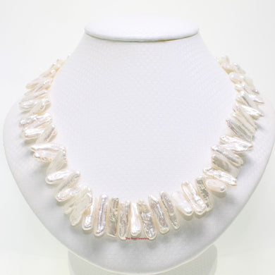 White Biwa Pearl Necklace with Magnetic Clasp