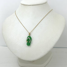 Load image into Gallery viewer, Slipper Green Jade 14k Solid Yellow Gold Diamonds Pendant Necklace