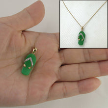 Load image into Gallery viewer, Slipper Green Jade 14k Solid Yellow Gold Diamonds Pendant Necklace