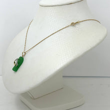Load image into Gallery viewer, Slipper Green Jade 14k Solid Yellow Gold Diamonds Pendant Necklace