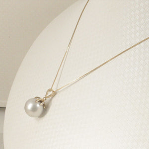 White-Smoke Tahitian Pearl & Diamond Star-Bale in 14k Yellow Gold