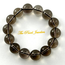 Load image into Gallery viewer, 12mm Smoky Quartz Gemstone Stretch Bracelet