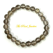 Load image into Gallery viewer, 750268-Genuine-Natural-Faceted-Smoky-Quartz-Beads-Stretchy-Endless-Bracelet
