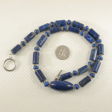 Load image into Gallery viewer, Natural Lapis Lazuli Tube Beads &amp; Silver .925 Bali Spacer Necklace