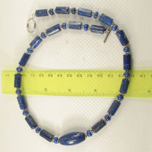 Load image into Gallery viewer, Natural Lapis Lazuli Tube Beads &amp; Silver .925 Bali Spacer Necklace