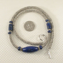 Load image into Gallery viewer, Natural Lapis Lazuli Tube Beads &amp; Silver .925 Bali Spacer Necklace