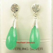 Load image into Gallery viewer, Sterling Silver Good Luck Earrings: Onyx, Lavender Jade &amp; Green Jade Dangle