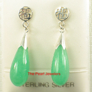 Sterling Silver Good Luck Earrings: Onyx, Lavender Jade & Green Jade Dangle