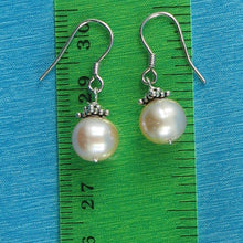 Load image into Gallery viewer, Solid .925 Sterling Silver Bali Bead Pink Pearl Hook Earrings