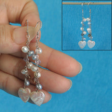 Load image into Gallery viewer, Sterling Silver Heart Coin Pearl O Chain Dangle Earrings