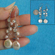 Load image into Gallery viewer, Sterling Silver Pink Coin Pearl O Chain Dangle Earrings