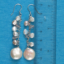 Load image into Gallery viewer, Sterling Silver Pink Coin Pearl O Chain Dangle Earrings