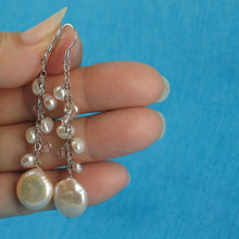 Load image into Gallery viewer, Sterling Silver Pink Coin Pearl O Chain Dangle Earrings