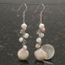 Load image into Gallery viewer, Sterling Silver Pink Coin Pearl O Chain Dangle Earrings