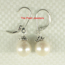 Load image into Gallery viewer, Sterling Silver Leverback Bali Bead White Nucleus Pearl Earrings