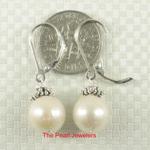 Load image into Gallery viewer, Sterling Silver Leverback Bali Bead White Nucleus Pearl Earrings
