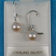 Load image into Gallery viewer, Sterling Silver Pink Pearl Leverback Dangle Earrings